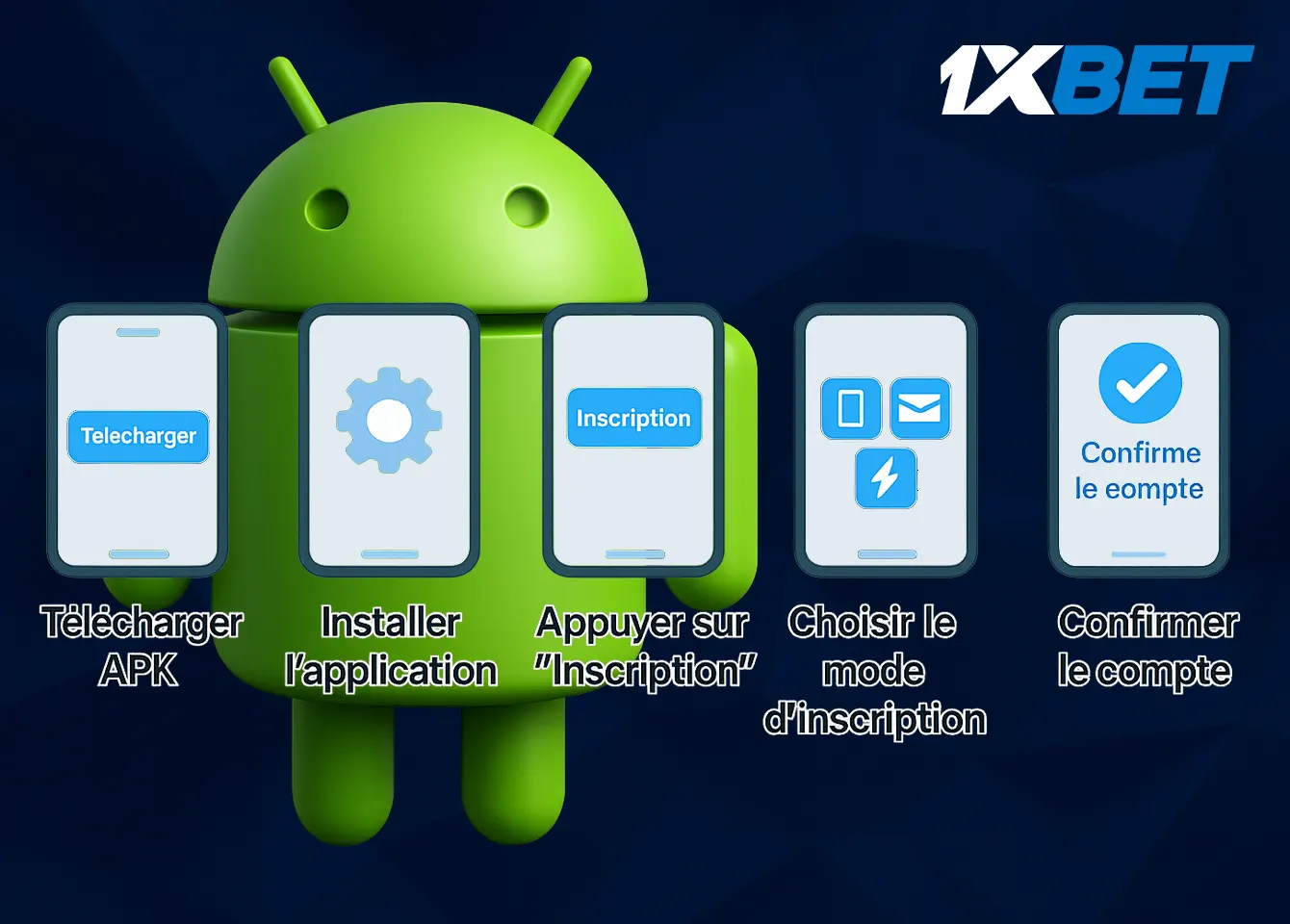 Inscription sur 1xbet via l'application mobile pour Android