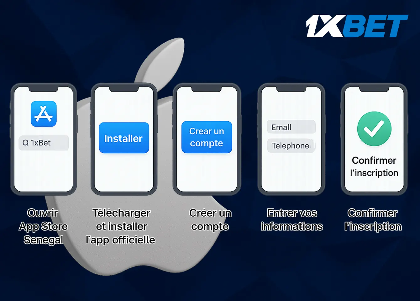 Inscription sur 1xbet via l'application mobile pour iOS